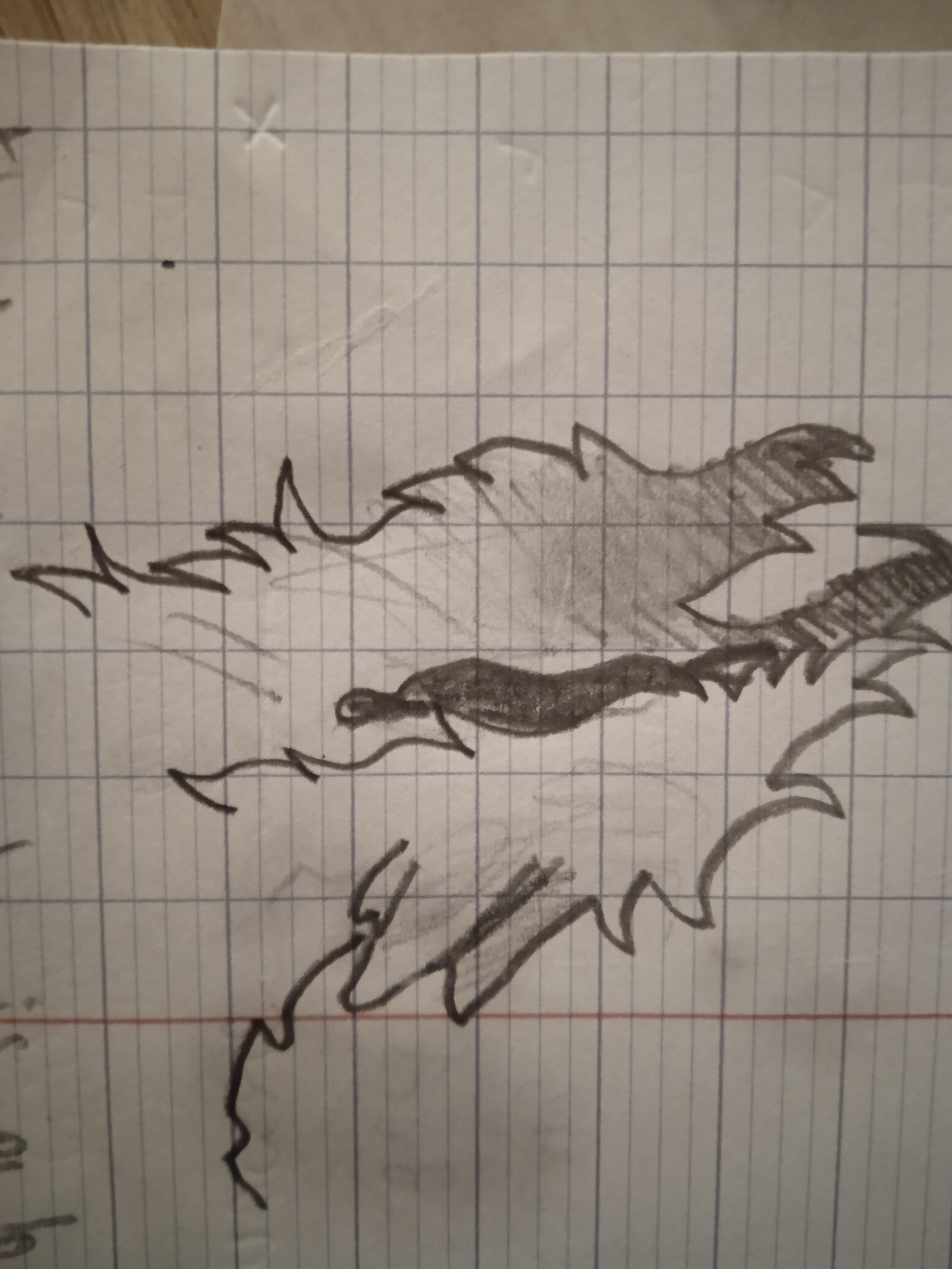 the original pencil drawing, depicting a wolf looking upwards with a large tear drooling as it opens its jaw to scream from grief