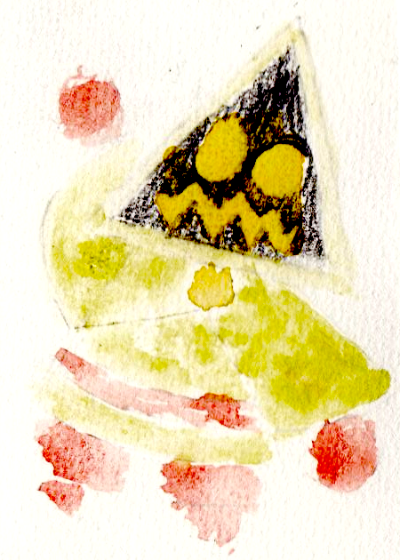 a watercolour mini-painting of me greeting by waving a hand